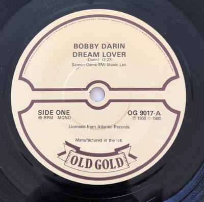 Пластинка 7 дюймов BOBBY DARIN - Dream Lover OG9017 Old Gold UK Rock Б/у