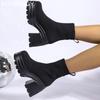 Platform Women Sock Ankle Boots High Heels Knitting Elegant Shoes Woman 2025 Trend Fashion Cozy Dress Ankle Boots Mujer Botas