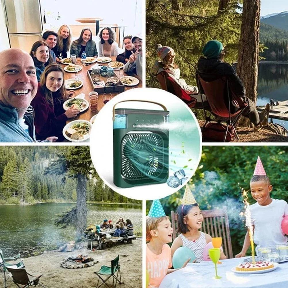 3 в 1 Airs Cooler USB Электрический портативный вентилятор Кондиционеры Светодиодный ночник 5 отверстий Водяной туман Вентилятор для домашнего рабочего стола Воздушный охлаждающий вентилятор