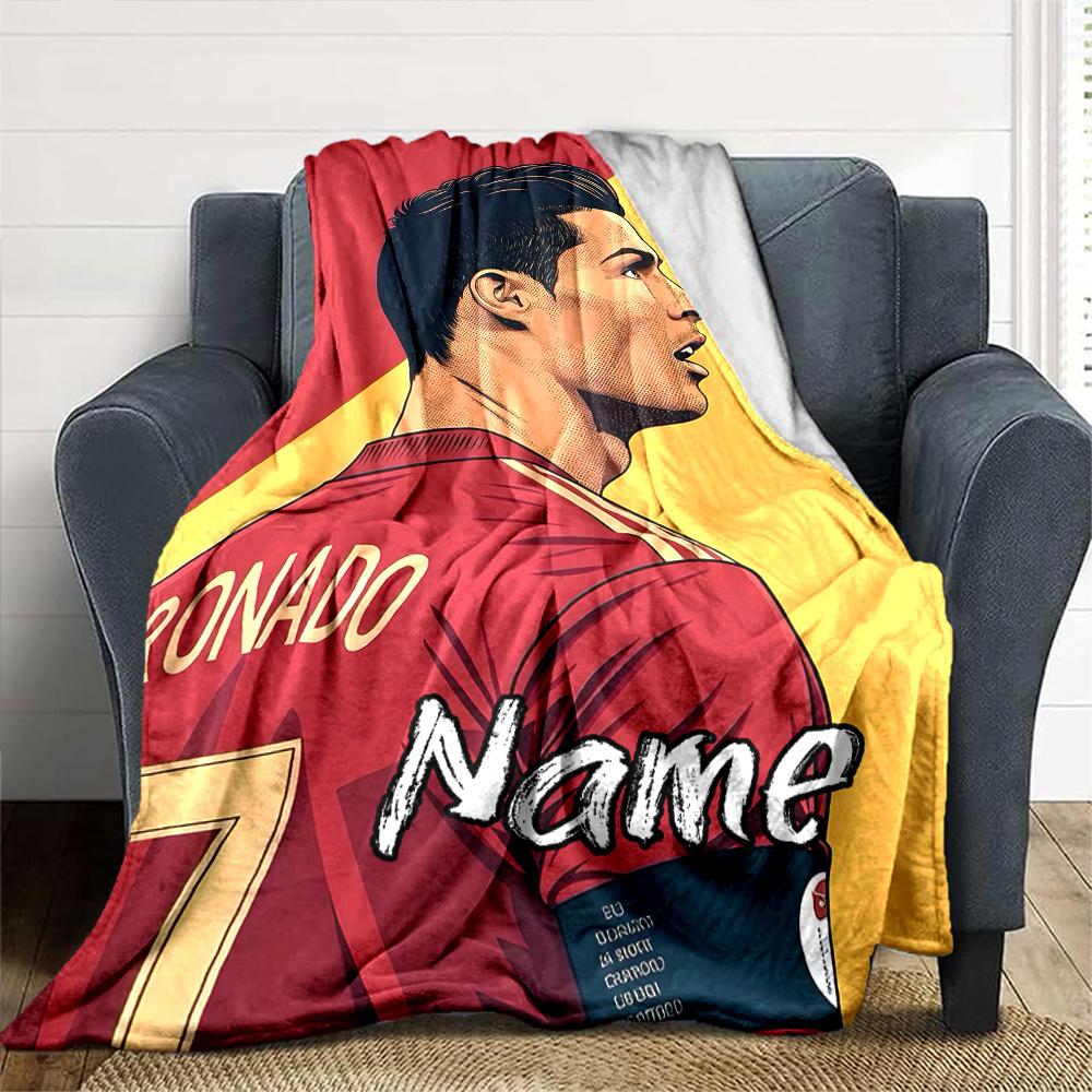 Cristiano Ronaldo Football Player Artwork Four Seasons Blanket Customized With Your Name Lightweight And Warm Perfect Gift For Home Office Camping