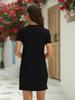 Women's Crew Neck Short Sleeve T Shirt Dress Solid Mini Dress with Pocket