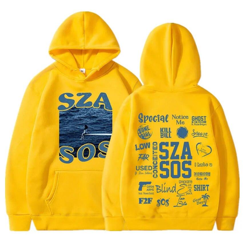 SZA Музыкальный альбом SOS Толстовка с рисунком Унисекс WoUnisex Винтаж Толстовки большого размера Повседневная Свободная готическая толстовка Хип-хоп Уличная одежда Унисекс