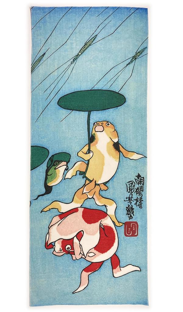 Hand Towel Utagawa Kuniyoshi Goldfish Collection Part 2 Rain Ukiyo-e