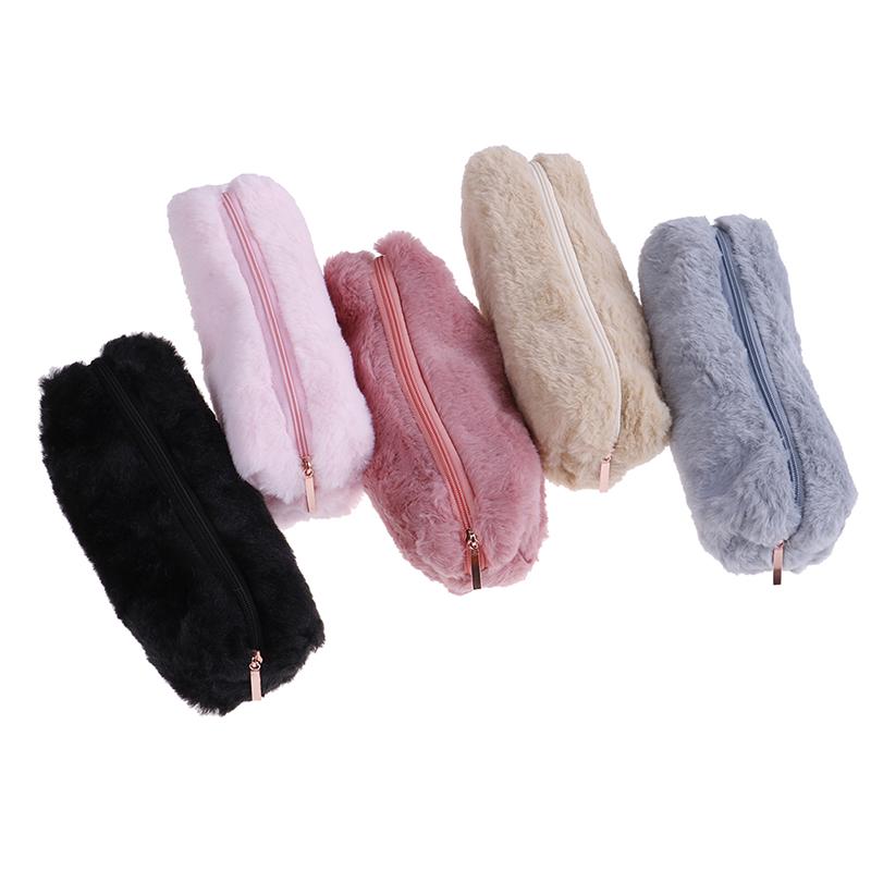 1X Милый плюшевый пушистый пенал для девочек, косметичка, кошелек для монет, сумка для хранения