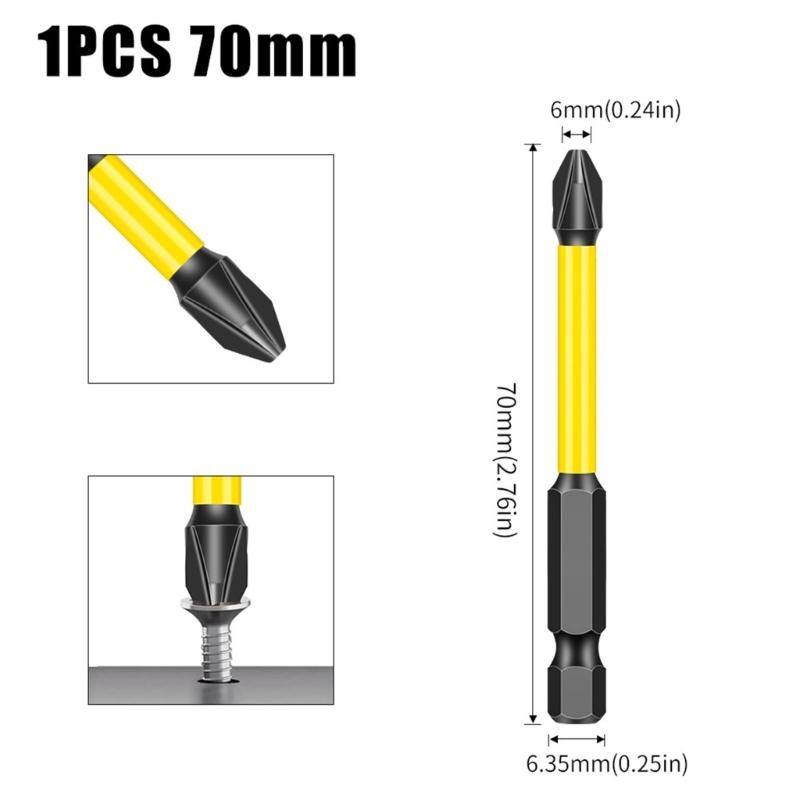 Магнитная крестовая бита Отверточная бита с шестигранным хвостовиком высокой твердости Сталь Нескользящая Насадка для отвертки Ручной инструмент