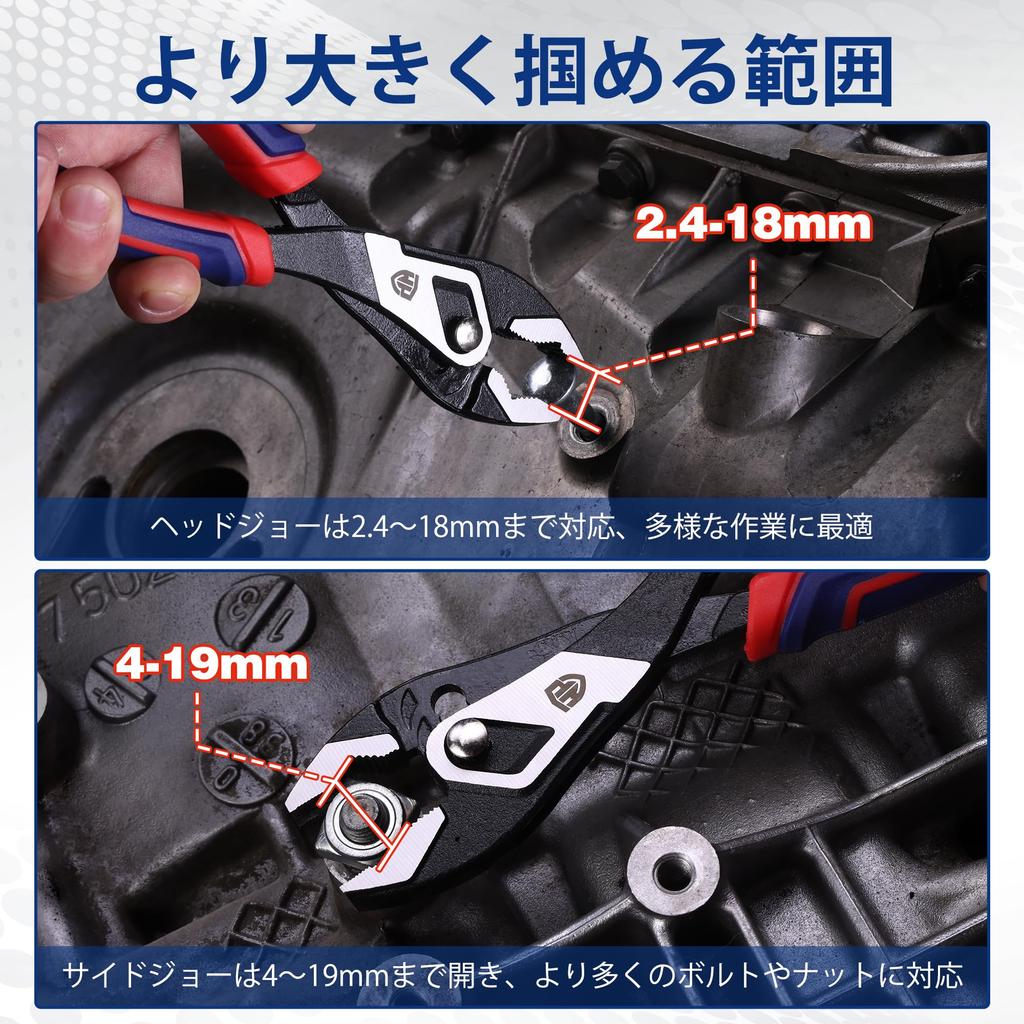 WORKPRO Combination Slip Overall Length 210mm Pliers, Joint, 4-Position Adjustment, Quick-Release Type,