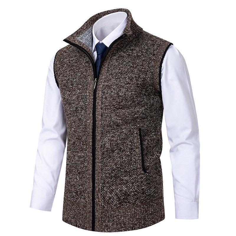 Мужской вязаный жилет с воротником-стойкой, Осень/Зима 2025