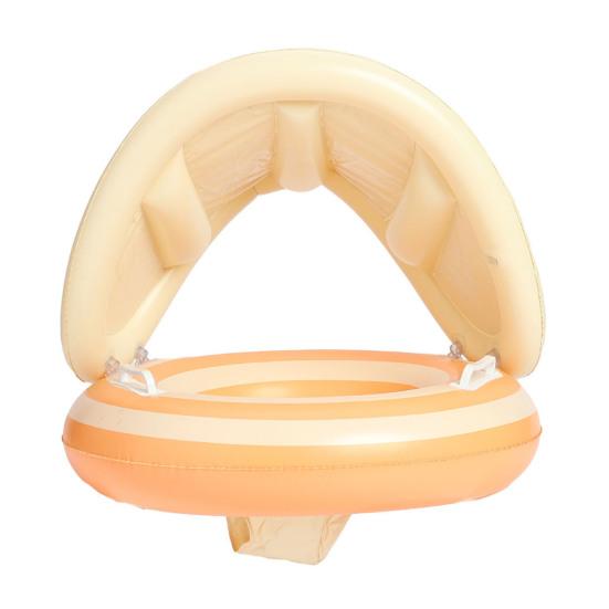 yangyizhi Baby Swim Ring with Canopy, Inflatable Striped Pool Float for Toddler Boys Girls, UV Sun Protection Swimming Safety Seat, Handle