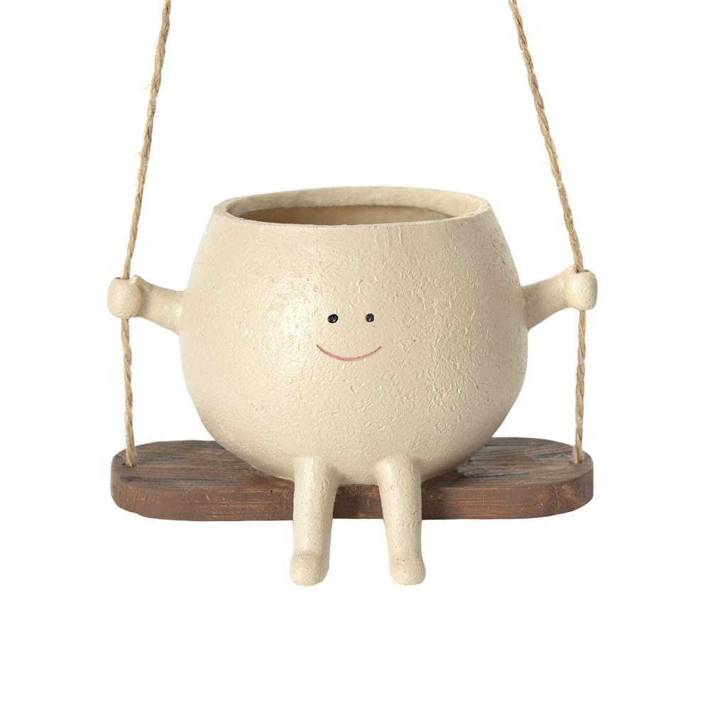 Качающийся горшок для цветов с милым улыбающимся лицом, смоляной цветочный горшок с качелями, настенный цветочный горшок, садовые принадлежности