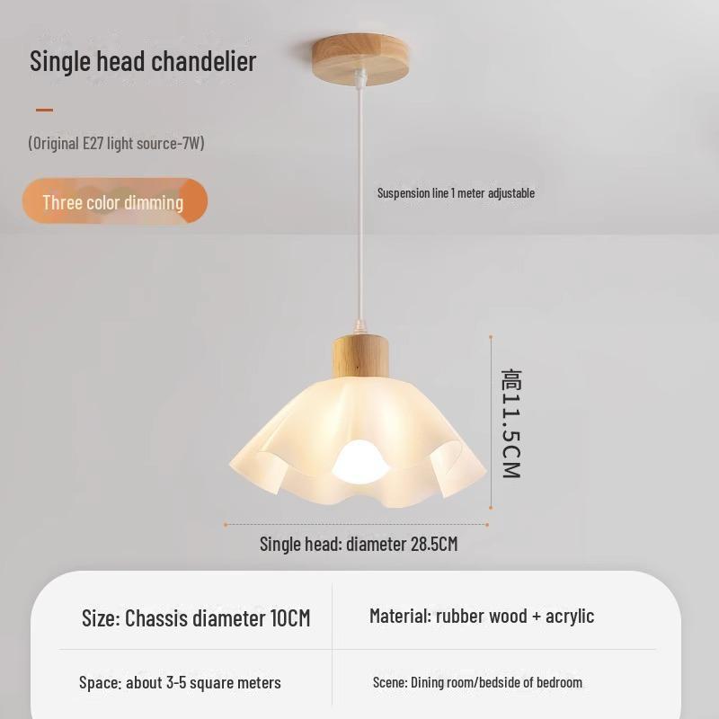 Люстра из дерева в стиле скандинавского японского ваби-саби, прикроватная и обеденная, кремовый цветочный дизайн