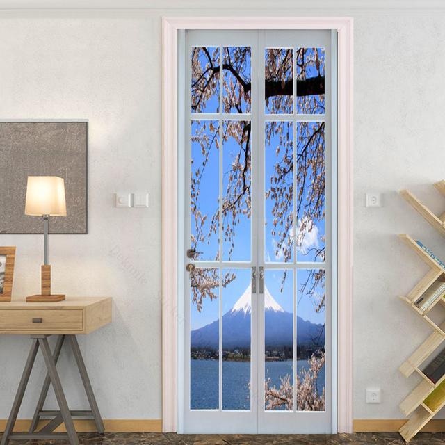 Glass Outside Landscape Door Stickers Muraux Home Wedding Decoration Wallpaper Poster Room Decor Aesthetic Bathroom
