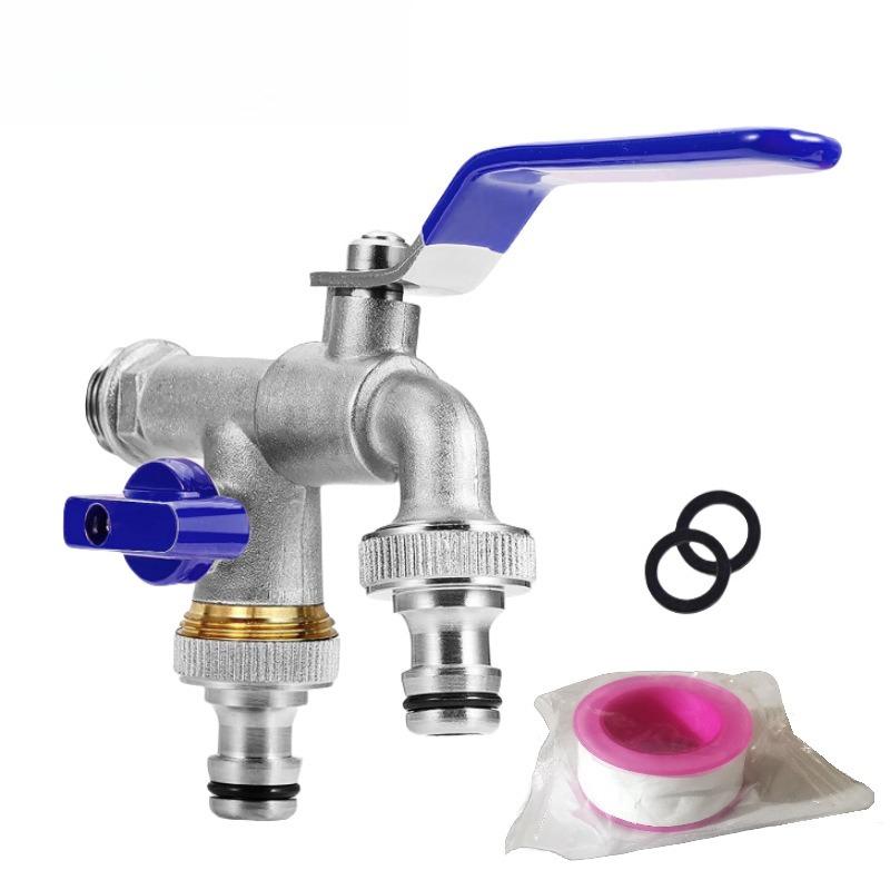 1/2'' Двухвентильный кран для воды Садовое орошение Садовый поливочный клапан-переключатель Аксессуар для стиральной машины Резьбовой Сплав Смеситель для раковины