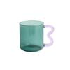 Colored Glass Cup with Wave Handle Coffee Breakfast Cup  Large Capacity Milk Cup Microwaveable  Cross-border