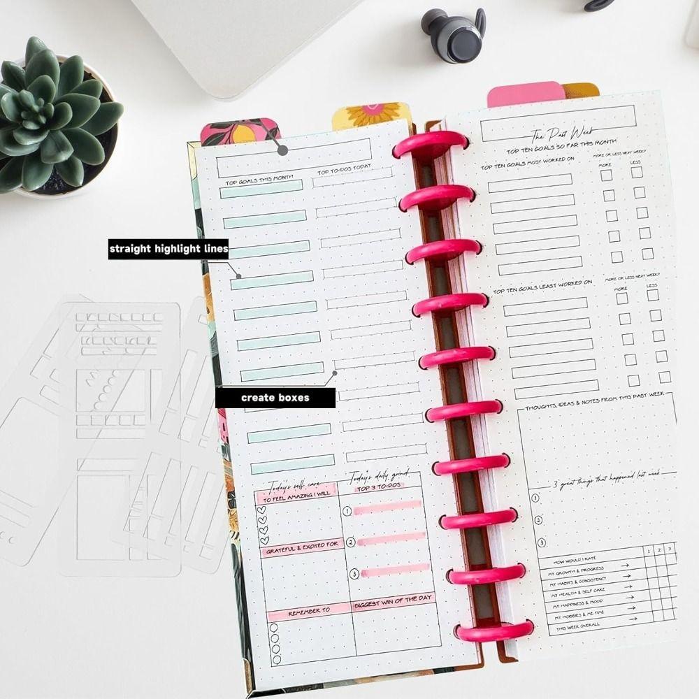 Набор из 3 шт. Ручной набор шаблонов для планирования журнала, многоразовые гибкие трафареты для журнала