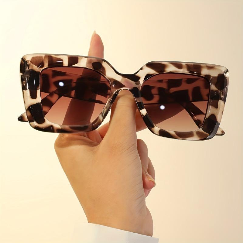 Модные очки Leopard Square для женщин - Градиентные линзы Антибликовые солнцезащитные очки для отпуска и пляжной вечеринки