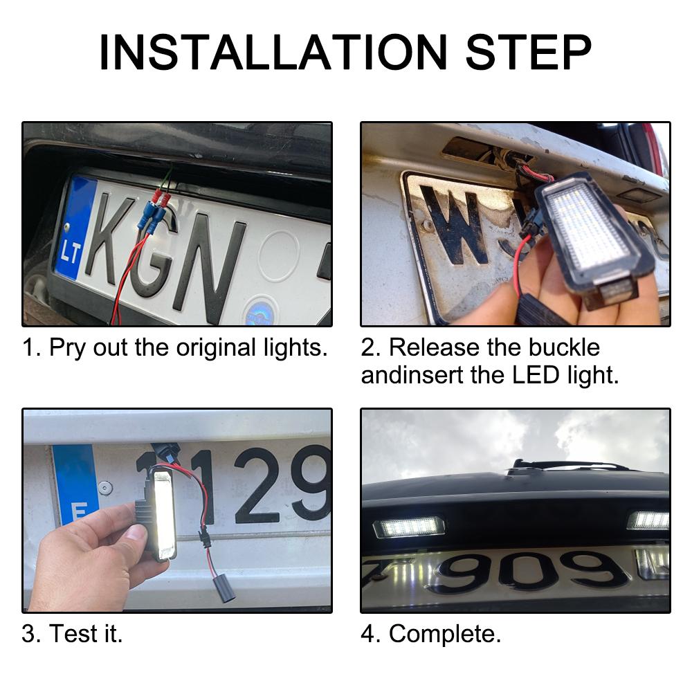 12V 6500K 2Pcs 18SMD LED Car License Number Plate Lights Car Accessories For VW Golf MK4 MK5 MK6 Passat Polo CC Eos