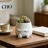 Smiling Face Planter Mini Flowerpot Cute Desktop 3D Printed Healing Green Plant Pot Creative for Home Office Stable with Legs