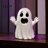 Cute Cartoon Ghost Ornaments Halloween Figurine, Small Red Heart Pumpkin Bucket Statue, Spooky Tabletop Decorations Resin Funny Ornament for