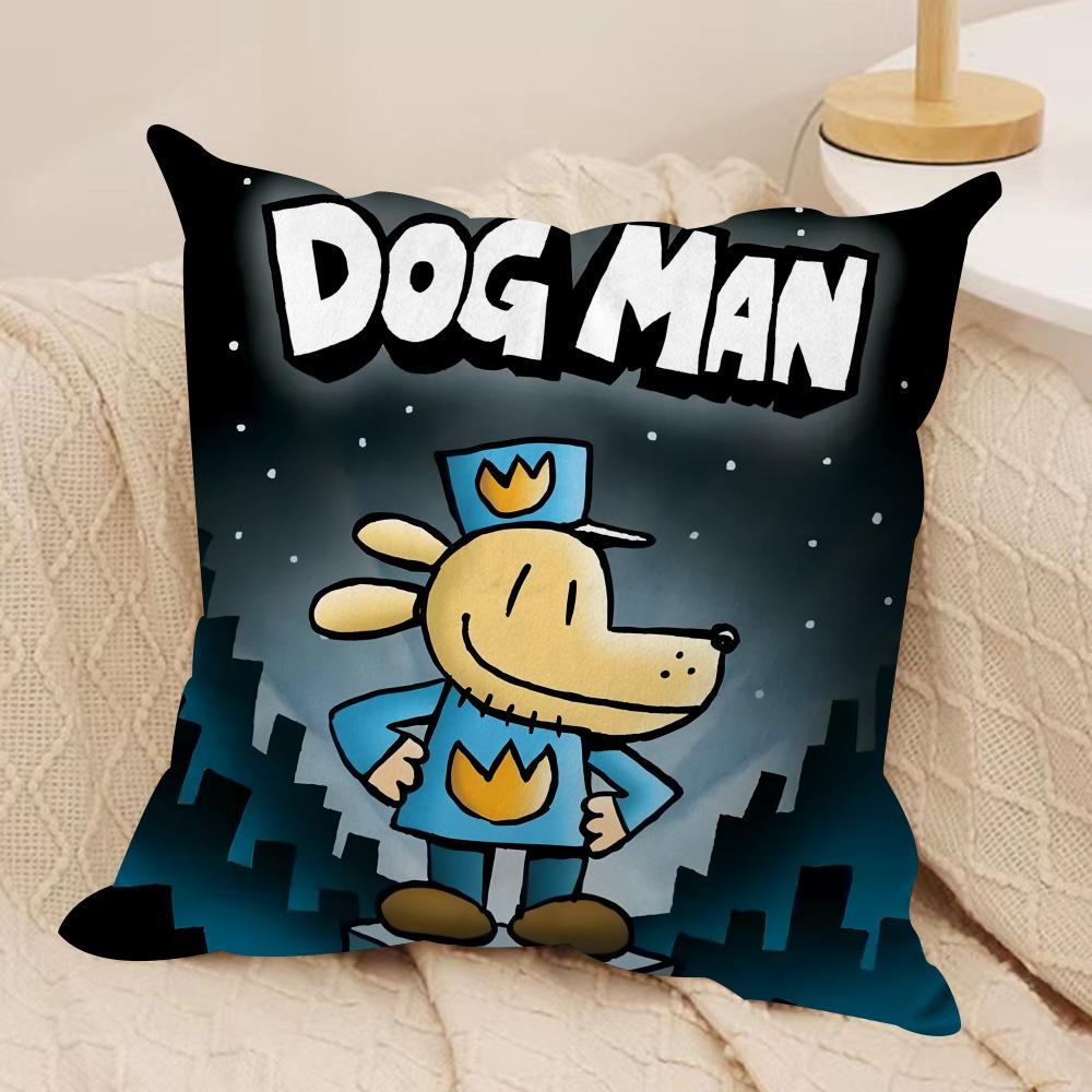 Comic Cartoon DDogmans Cushion Cover Silky Short Plush Invisible Zipper Dustproof Sofa Pillow Case for Home Decor