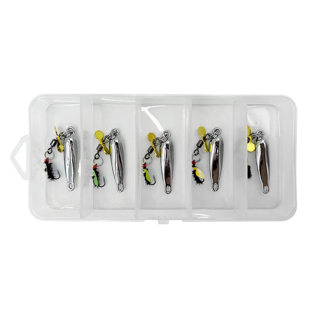 5 шт./Коробка Наживки для нахлыста Вращающийся блесна Крючки-мушки Искусственные приманки-ложки Мушки Насекомые Наживки Наживки для ловли форели и окуня