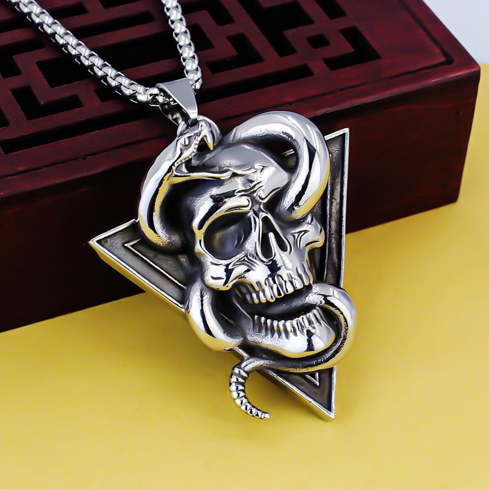 Ожерелье Ретро Змея Череп Мужской Кулон