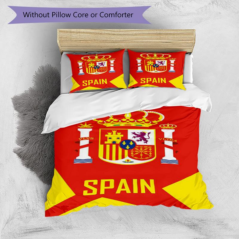 Spain's Royal Emblem Printed Pattern Duvet Cover Set – includes 1 duvet cover and 2 matching pillowcases Bedroom decor Christmas gifts