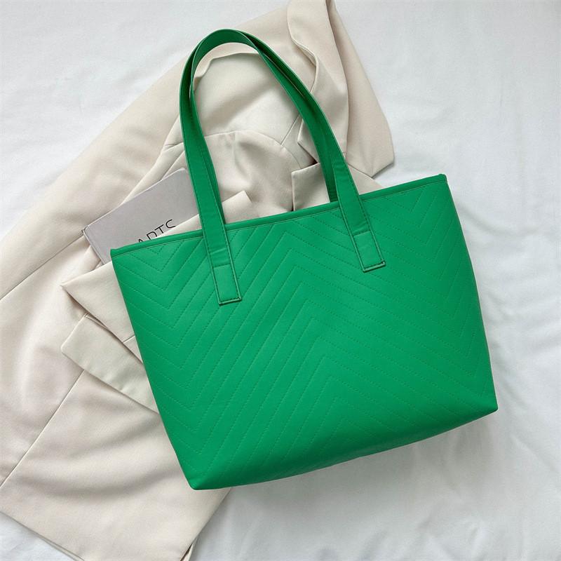Trendy Simple Design Pu Tote Bag For Women Spacious Everyday Shoulder Bag