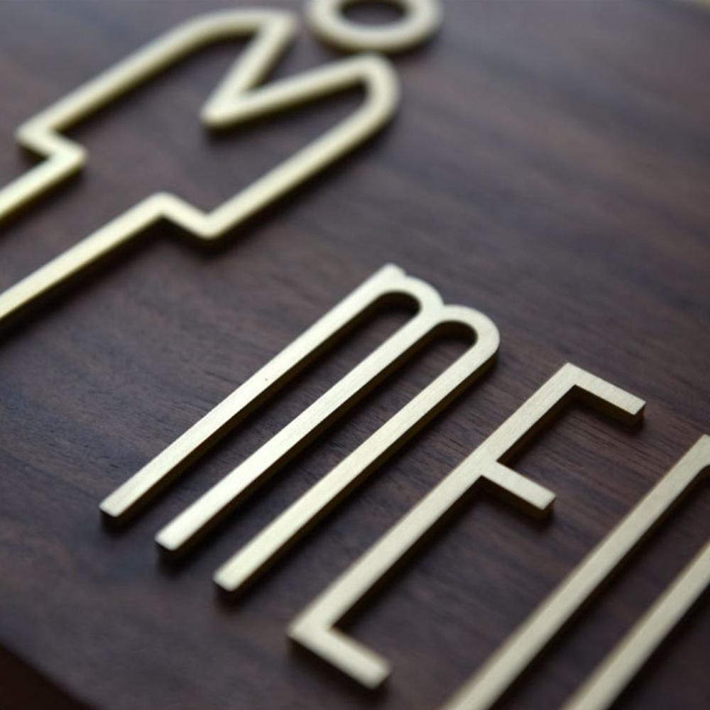 for Hotel,Office,Home Toilet Doorplate Brass Toilet Symbol Bathroom Signage WC Plaque Restroom Sign