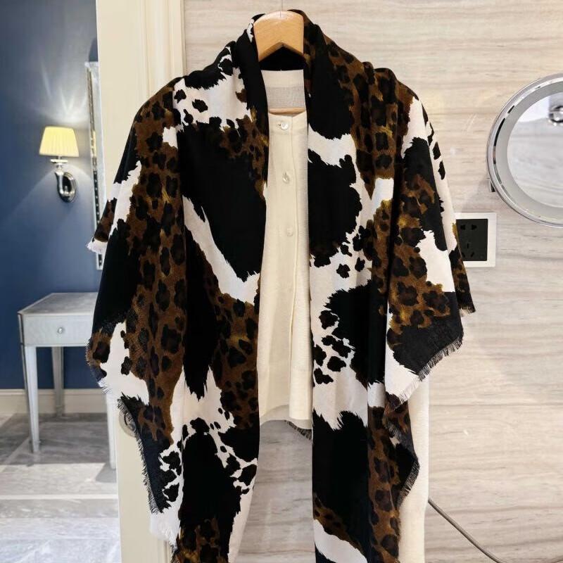 NINA SOLOR Soft Silk-Wool Blend French Fringe Square Scarf