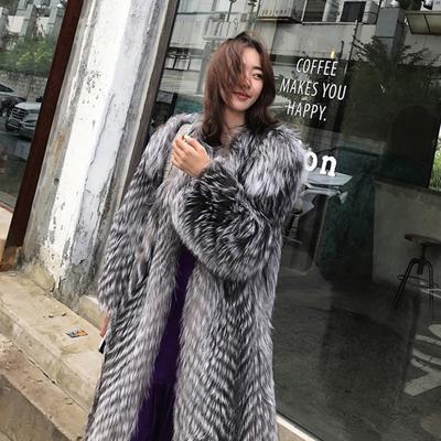 Осенне-зимнее новое меховое пальто из цельной кожи с лисьим мехом и травой, длинная женская ветровка, модное тонкое меховое пальто