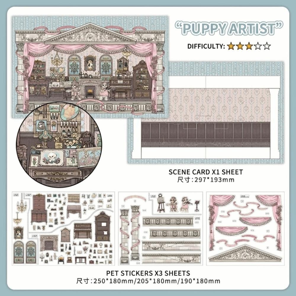 1 Scene Card 3 Sticker Sheets Layered Scene DIY Sticker Set Scrapbook Stickers DIY Craft
