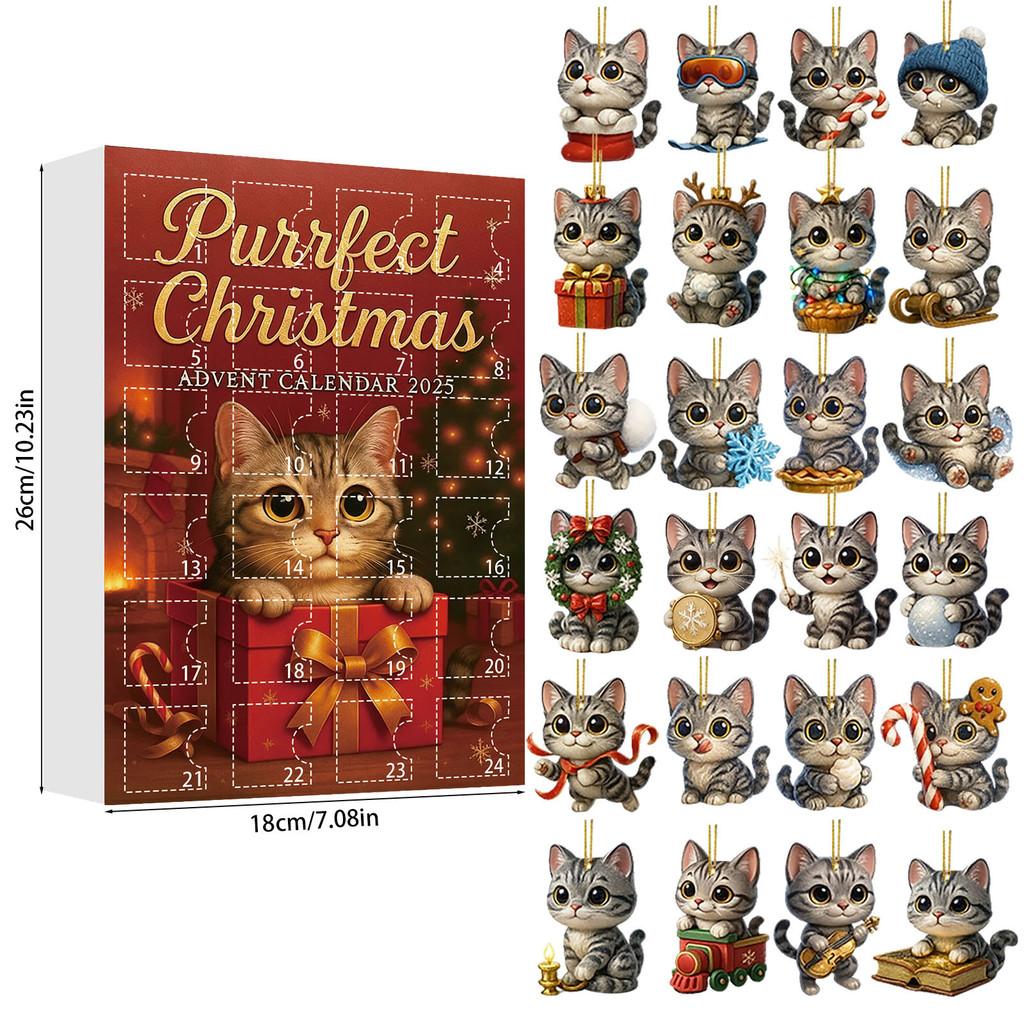 Christmas Pug Cat Horse Corgi Series Acrylic Advent Calendar With 24 Animal Figurines For Festive Decor