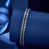 Элегантный геометрический браслет из синего и белого циркония, стильный шикарный ювелирный аксессуар