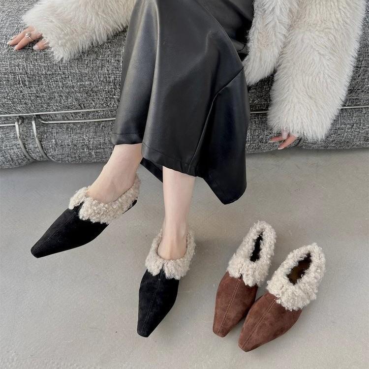 Меховые балетки женские сексуальные теплые туфли для женщин трендовые зимние короткие плюшевые элегантные зимние ботинки