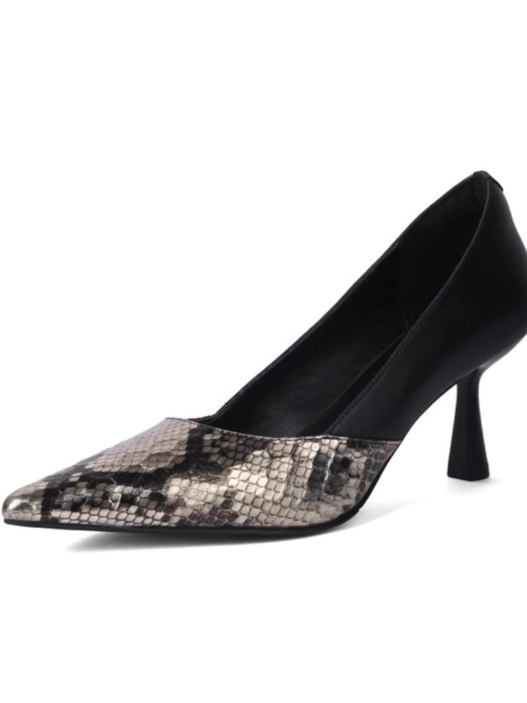 Модная женская сексуальная обувь на высоком каблуке из натуральной кожи, ретро-лодочки с острым носком на танкетке, 2025, сандалии, женская обувь для кроссдрессеров, черного цвета, с острым носком, тонкий каблук