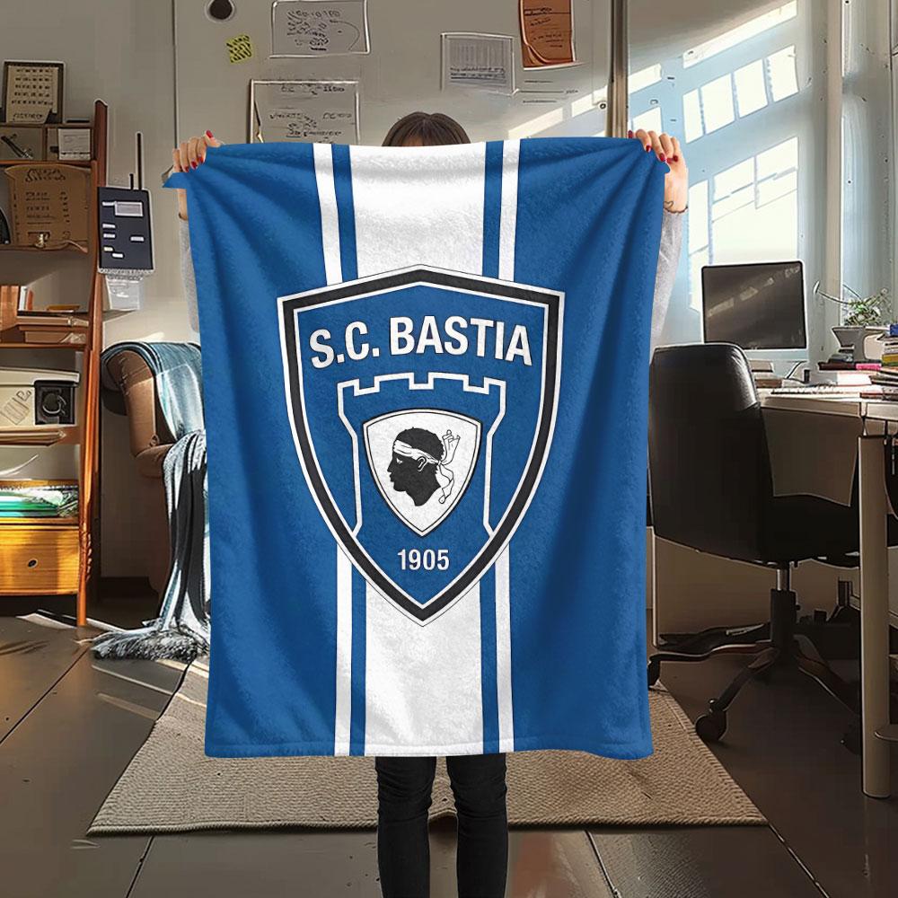 1PC Sporting Club de Bastia Patterned Flannel Blanket Suitable For All Seasons for Home Decor Warmth and Comfort Gifts Holiday Present