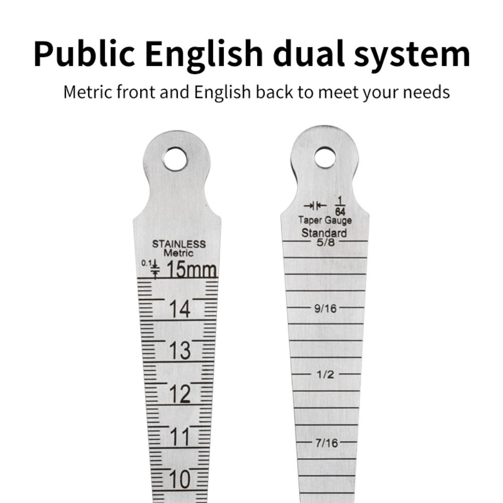 Stainless Steel Gap Gauge 0-15mm Hole Taper Ruler Hole Inspection Tool Wedge Feeler Ruler