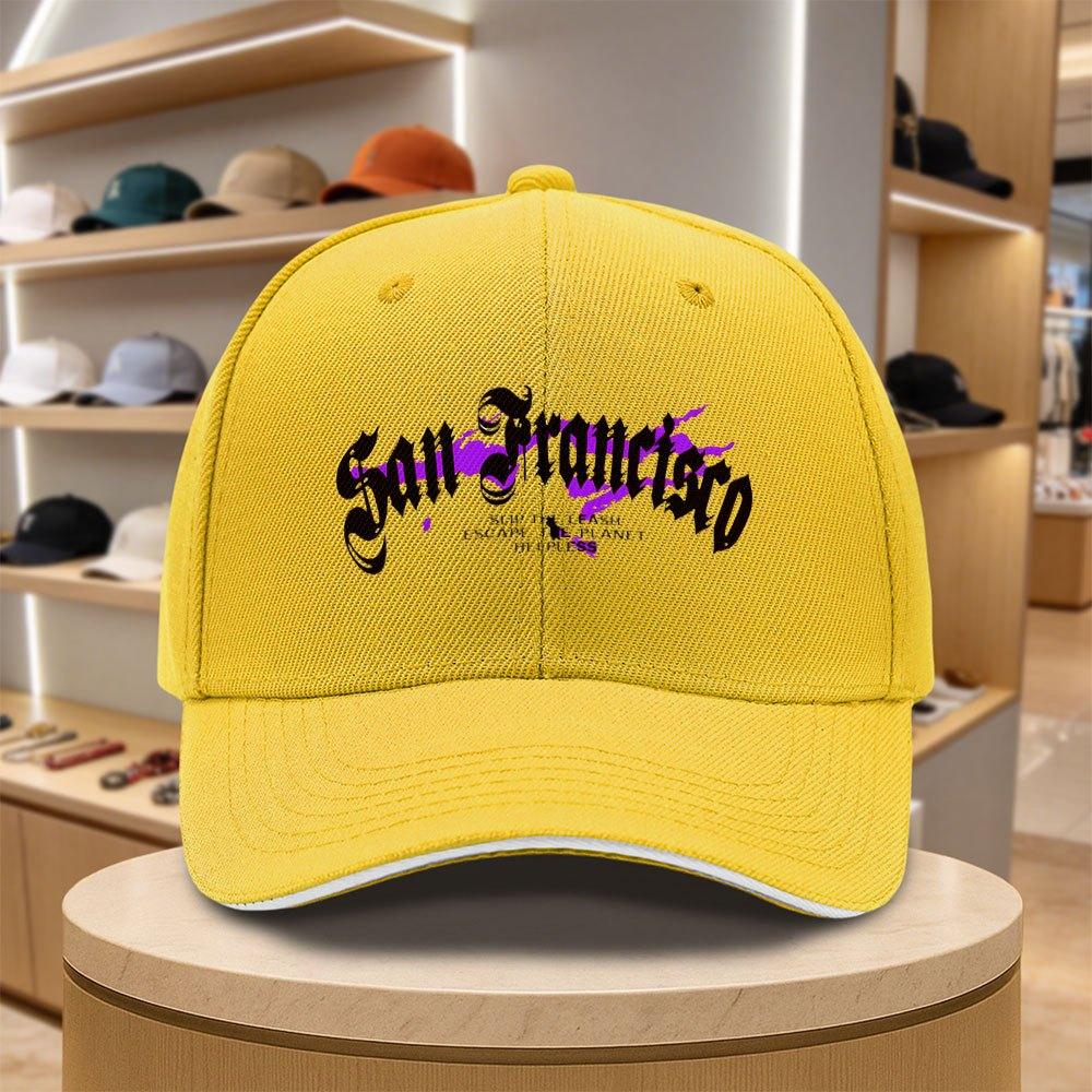 pc San Francisco Letter Sandwich Baseball Cap Lightweight Printed Unisex Hat Vintage Sports Enthusiast Unisexs Trendy Hat I