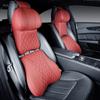Luxury Car Neck Pillow Set Leather Embroidered Waist Backrest Lumbar Support Cushion Auto Seat Travel Headrest Pillow For