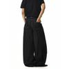American Retro Denim Black Jeans for Men and Women with Pleated Design, Niche Loose Fit, Versatile Straight-Leg Wide-Leg Pants