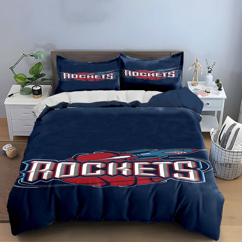 "Rockets text, basketball graphic." Bedding sets Duvet cover sets Duvet covers Pillowcases(1 * Duvet Cover 2 * Pillowcases without duvet insert)