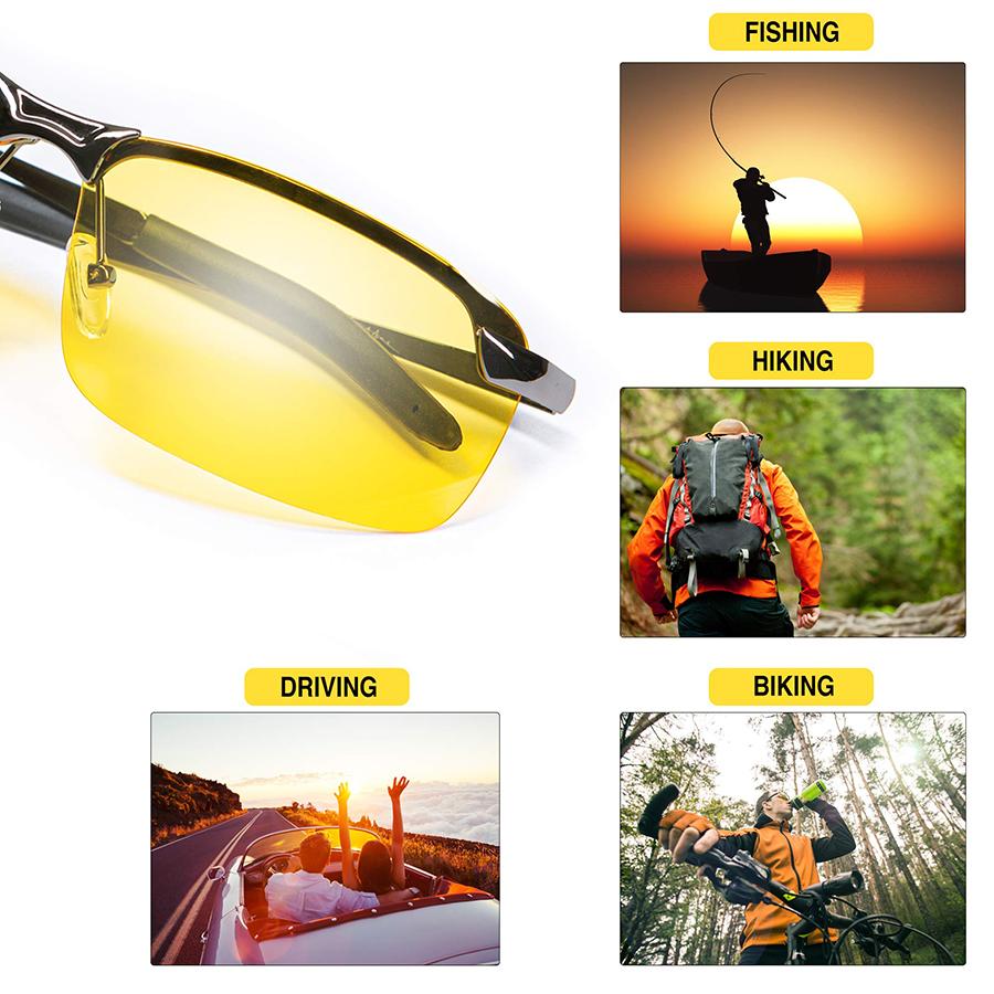 Поляризованные очки для ночного вождения с антибликовым покрытием Очки для ночного времени Очки с желтыми тонированными линзами UV400 Защита глаз Очки-авиаторы