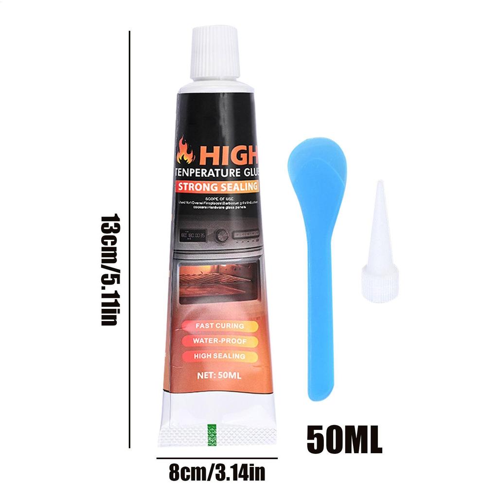 50ml Heat Resistant Glue, High Temp Oven Panel Adhesive Repair, Multi-Purpose Fireplace BBQ Kitchen Bonding for Home & Outdoor