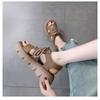 Thick Bottom Sandals Muffin Soft Bottom Mid Heel Fashion Outer Wear Lace Up Sandals
