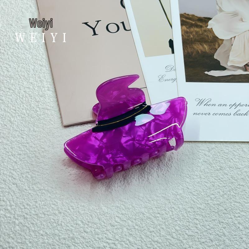 Cross-border Halloween Acrylic Hair Clips with Cartoon Witch Hat Design