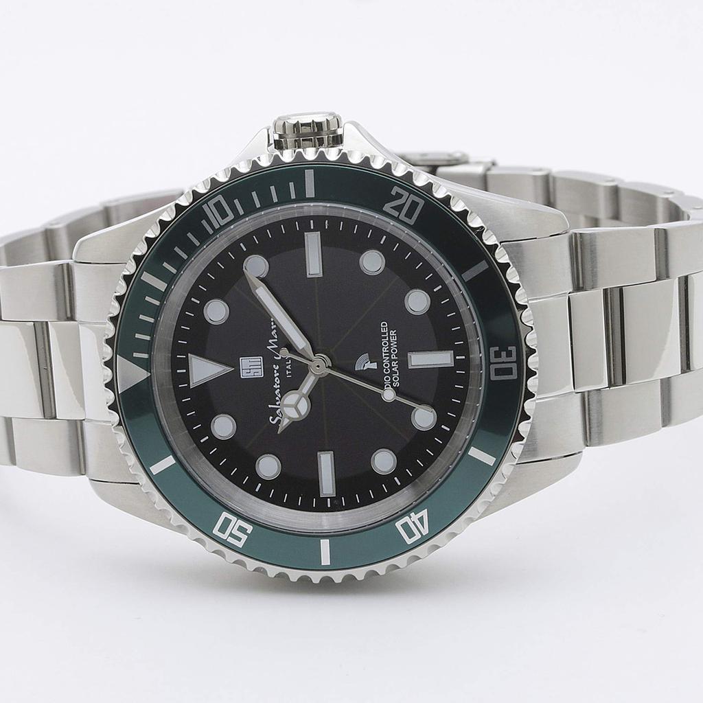 Часы Радио Солнечные Бизнес Популярный Бренд Водонепроницаемый Настоящее Черный с Тканью SSBKGR [Salvatore Marra] Мужские