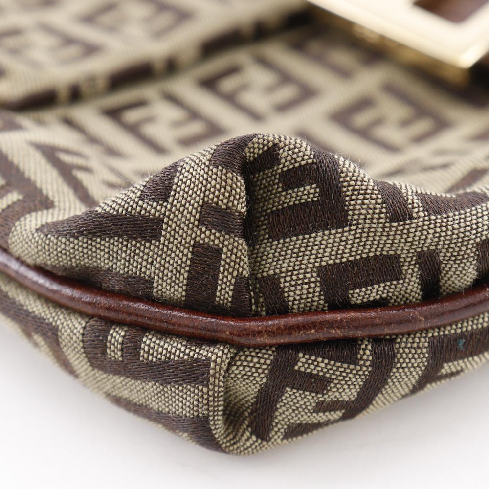 FENDI Zucchino Shoulder Bag Brown Nylon canvas Women Used