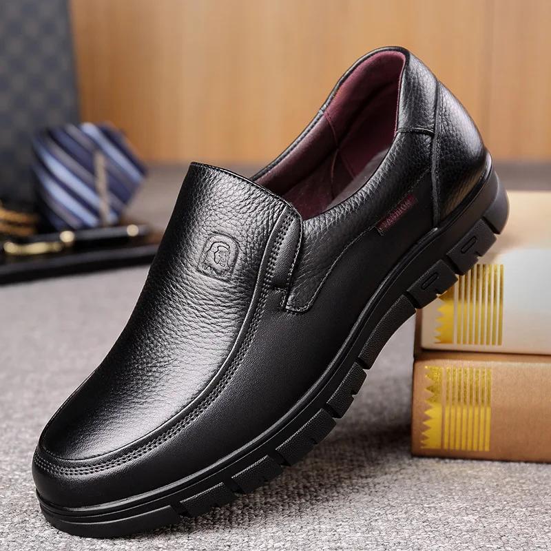 Genuine Leather Casual Shoes For Men Flat Platform Walking Shoes Outdoor Footwear Loafers Breathable Sneakers
