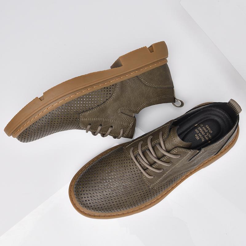 Breathable Male Sneakers Genuine Leather Men Casual Shoes Business Lace-up Mens Dress Shoes Elegantes Wedding Dress Shoes Hollow