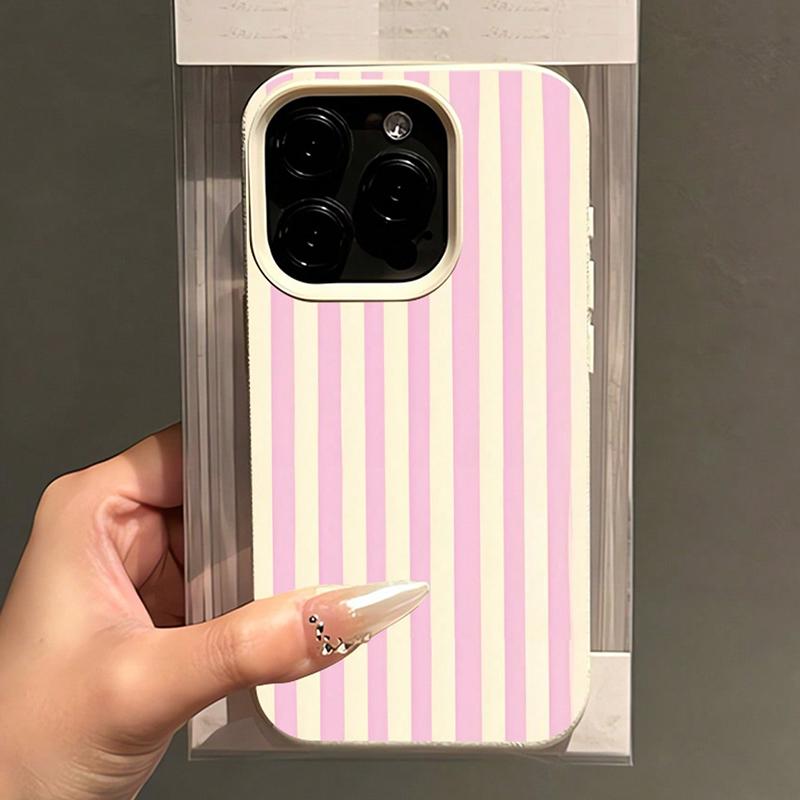 Simple Pink Vertical Striped Lichee Pattern Phone Case For iPhone 17 16 15 14 13 12 11 Pro Max XS XR X 16E 16 Plus 17 Air Cover